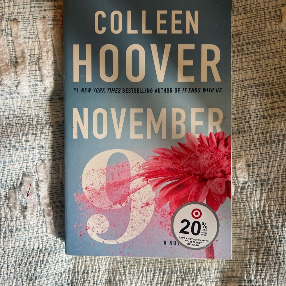 Colleen Hoover "November 9" Paperback Book - Blue with Pink Flower